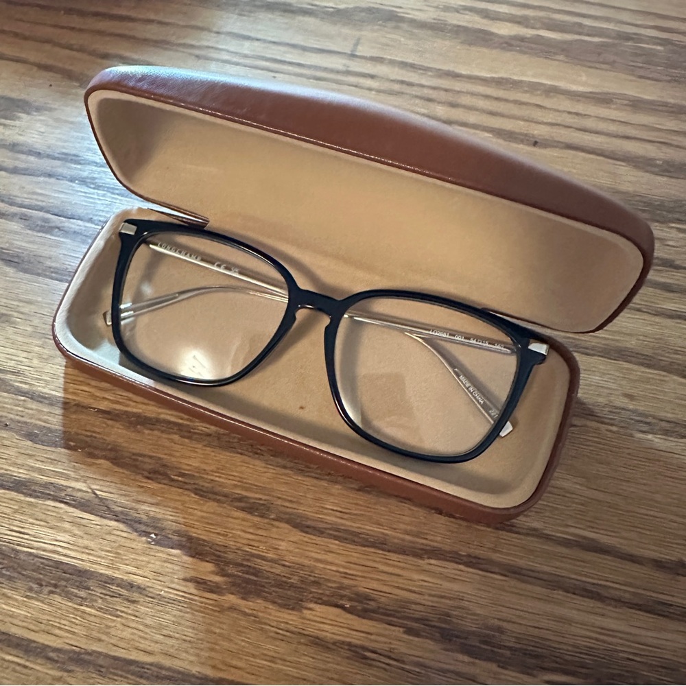 Longchamp Reading Glasses oversized black frames with case